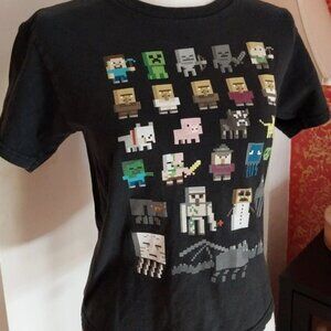 Mojang Jinx Official MINECRAFT Multi-Character Creeper Zombie Boys Black T-Shirt